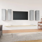 Hangende televisiekastenset van bewerkt hout voor een trendy woonkamer - Grijs sonoma / 4 / 90 cm - Tv-meubels
