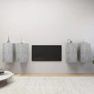 Hangende televisiekastenset van bewerkt hout voor een trendy woonkamer - Betongrijs / 4 / 60 cm - Tv-meubels
