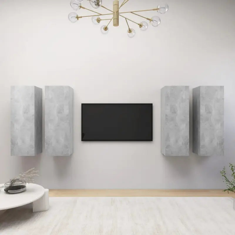 Hangende televisiekastenset van bewerkt hout voor een trendy woonkamer - Betongrijs / 4 / 90 cm - Tv-meubels