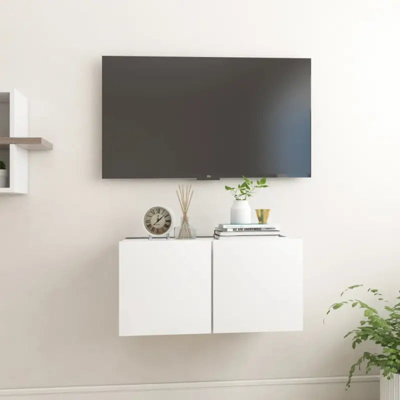 Hangende Tv-meubel in hoogglans wit met modern ontwerp - Wit / 1 - Tv-meubels