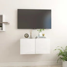 Hangende Tv-meubel in hoogglans wit met modern ontwerp - Hoogglans wit / 1 - Tv-meubels