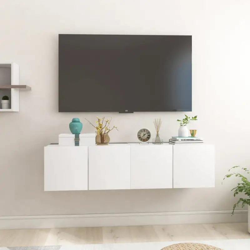 Hangende Tv-meubel in hoogglans wit met modern ontwerp - Wit / 2 - Tv-meubels
