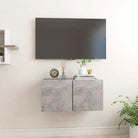 Hangende Tv-meubel in hoogglans wit met modern ontwerp - Betongrijs / 1 - Tv-meubels