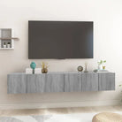 Hangende Tv-meubel in hoogglans wit met modern ontwerp - Grijs sonoma / 3 - Tv-meubels
