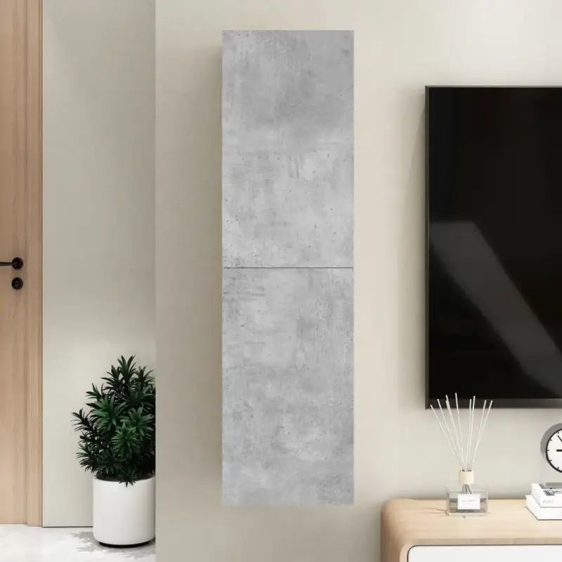 Hangende Tv-meubel van bewerkt hout voor een trendy woonkamer sfeer - Betongrijs / 1 / 110 cm - Tv-meubels