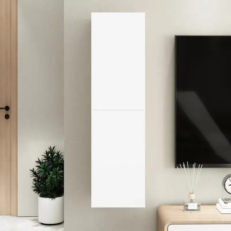Hangende Tv-meubel van bewerkt hout voor een trendy woonkamer sfeer - Wit / 1 / 110 cm - Tv-meubels