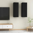 Hangende Tv-meubel van bewerkt hout voor een trendy woonkamer sfeer - Zwart / 2 / 90 cm - Tv-meubels