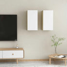 Hangende Tv-meubel van bewerkt hout voor een trendy woonkamer sfeer - Wit en sonoma eiken / 2 / 60 cm - Tv-meubels