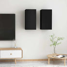 Hangende Tv-meubel van bewerkt hout voor een trendy woonkamer sfeer - Zwart / 2 / 60 cm - Tv-meubels