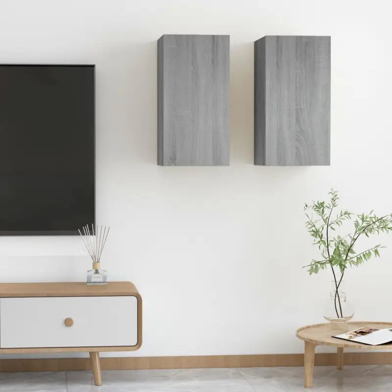 Hangende Tv-meubel van bewerkt hout voor een trendy woonkamer sfeer - Grijs sonoma / 2 / 60 cm - Tv-meubels