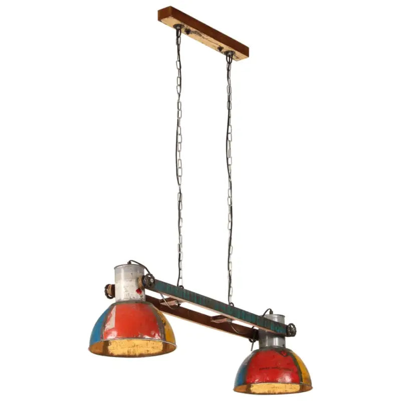 Hanglamp met verweerde bruine afwerking en antiek messingkleurige details - Multikleur / 1 - Lampen