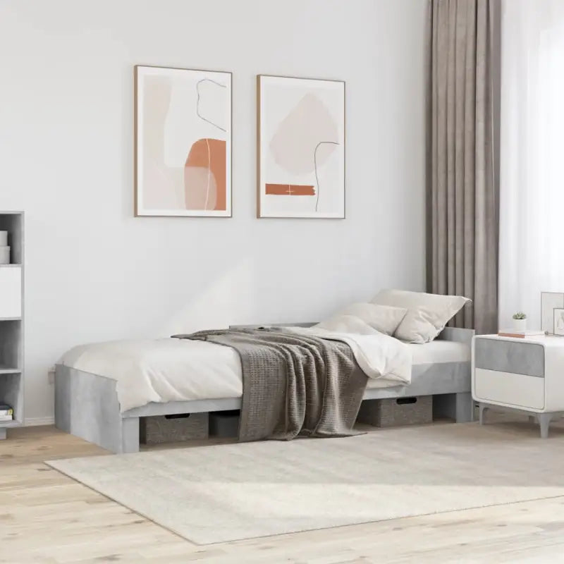Harde houten bedframe voor een goede nachtrust - Betongrijs / 75 x 190 cm - Bedden & bedframes