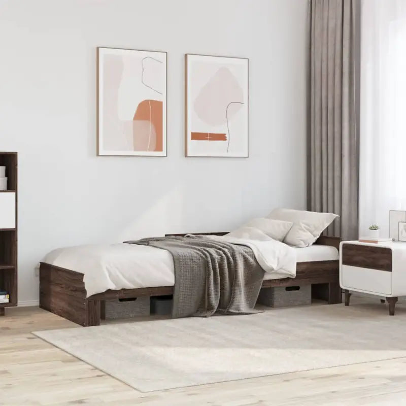Harde houten bedframe voor een goede nachtrust - bruin eikenkleur / 90 x 200 cm - Bedden & bedframes