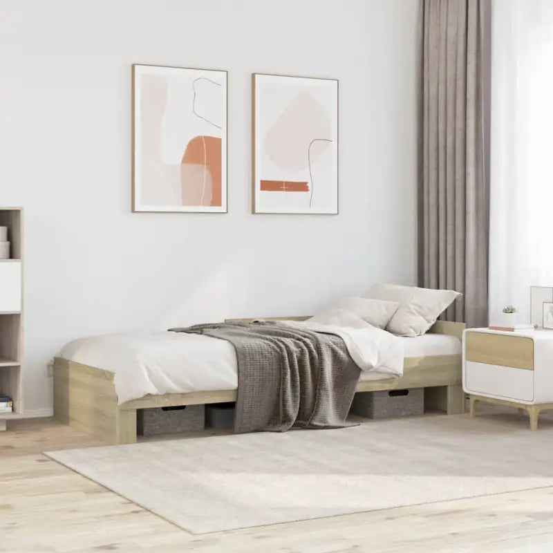Harde houten bedframe voor een goede nachtrust - Sonoma eiken / 100 x 200 cm - Bedden & bedframes