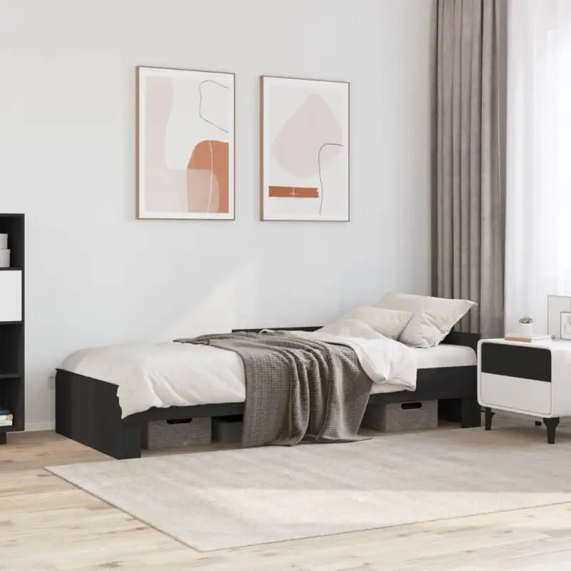 Harde houten bedframe voor een goede nachtrust - Zwart / 75 x 190 cm - Bedden & bedframes