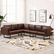Hoekbank van kunstleer met comfort en elegantie - Bruin - Banken