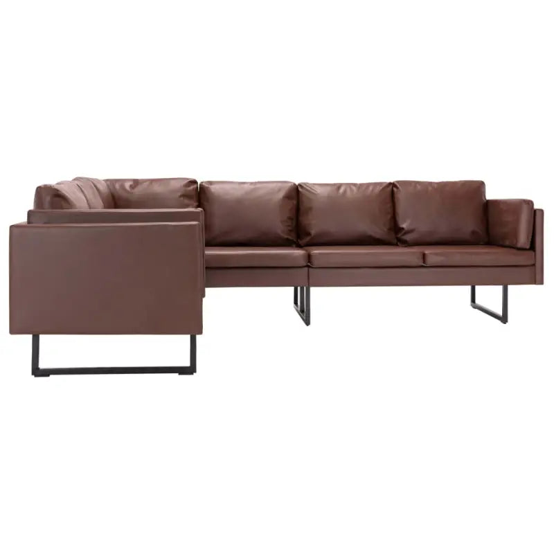 Hoekbank van kunstleer met comfort en elegantie - Bruin - Banken