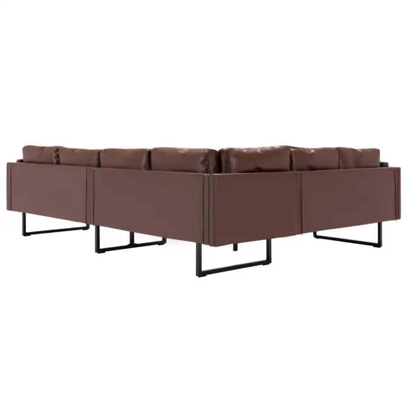 Hoekbank van kunstleer met comfort en elegantie - Bruin - Banken
