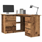 Hoekbureau van hoogglans wit bewerkt hout voor studeer- en werkruimte - Oud hout - Bureaus