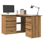 Hoekbureau van hoogglans wit bewerkt hout voor studeer- en werkruimte - artisanaal eikenkleurig - Bureaus