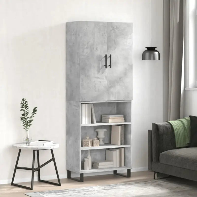 Hoge kast grijs sonoma van bewerkt hout met unieke charme - Betongrijs / 1 / 3 schappen - Dressoirs & buffetkasten