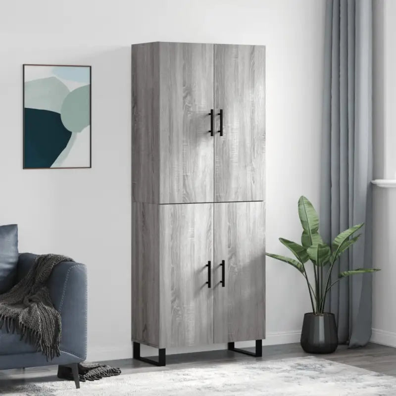 Hoge kast grijs sonoma van bewerkt hout met unieke charme - Dressoirs & buffetkasten