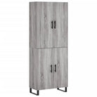 Hoge kast grijs sonoma van bewerkt hout met unieke charme - Dressoirs & buffetkasten