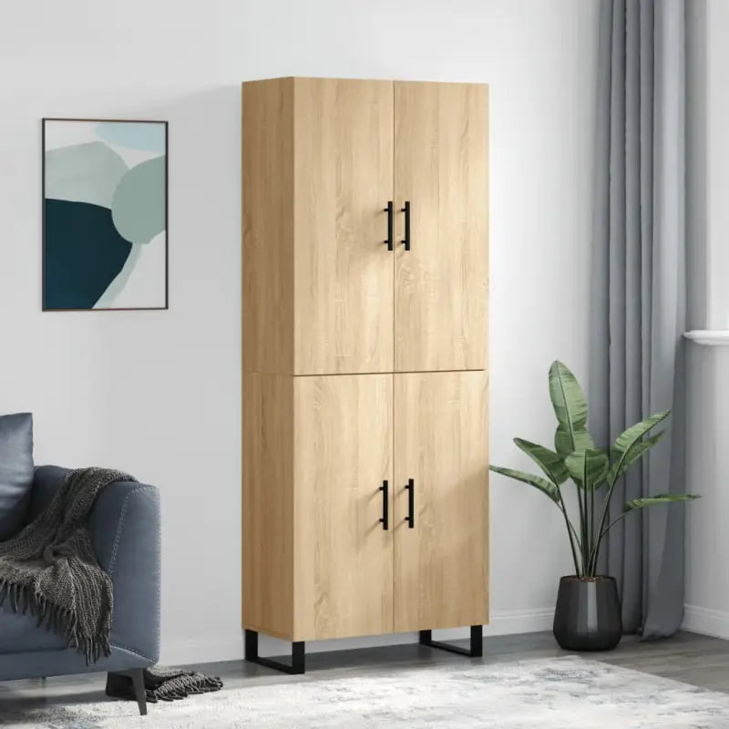 Hoge kast grijs sonoma van bewerkt hout met unieke charme - Sonoma eiken / 1 / 2 deuren - Dressoirs & buffetkasten