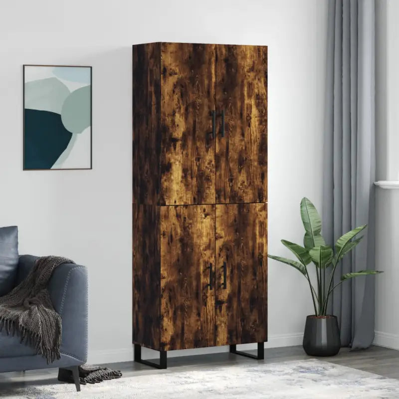 Hoge kast grijs sonoma van bewerkt hout met unieke charme - Gerookt eiken / 1 / 2 deuren - Dressoirs & buffetkasten
