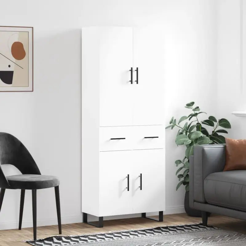 Hoge kast grijs sonoma van bewerkt hout met unieke charme - Wit / 1 / 2 deuren 2 lades - Dressoirs & buffetkasten