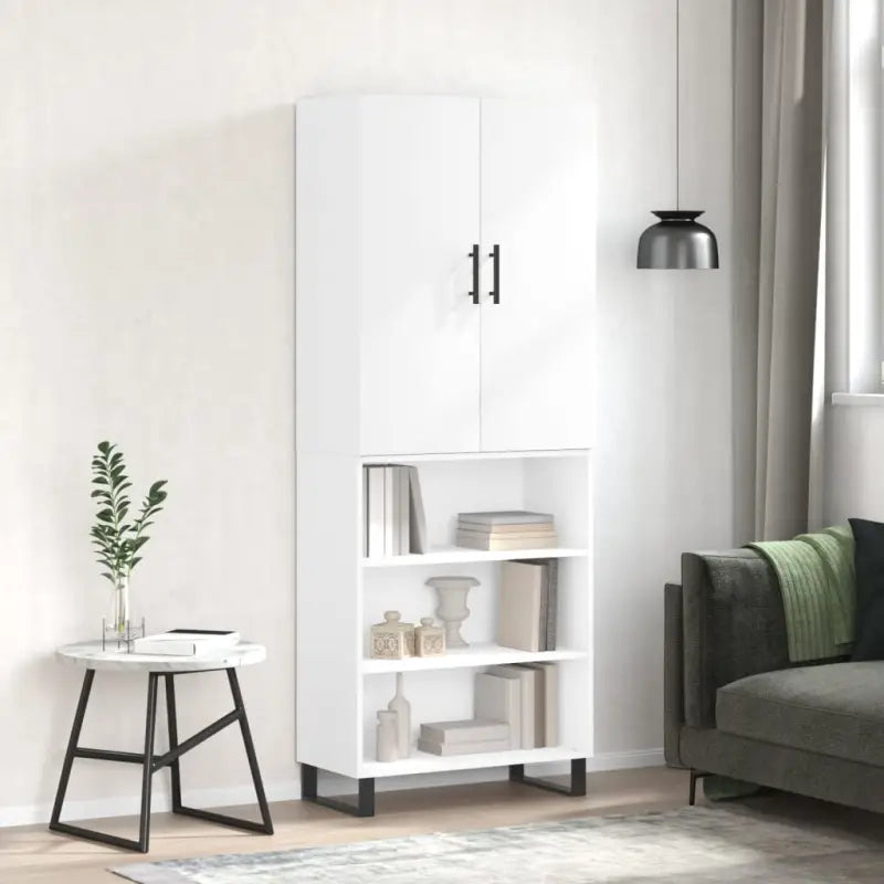 Hoge kast grijs sonoma van bewerkt hout met unieke charme - Wit / 1 / 3 schappen - Dressoirs & buffetkasten