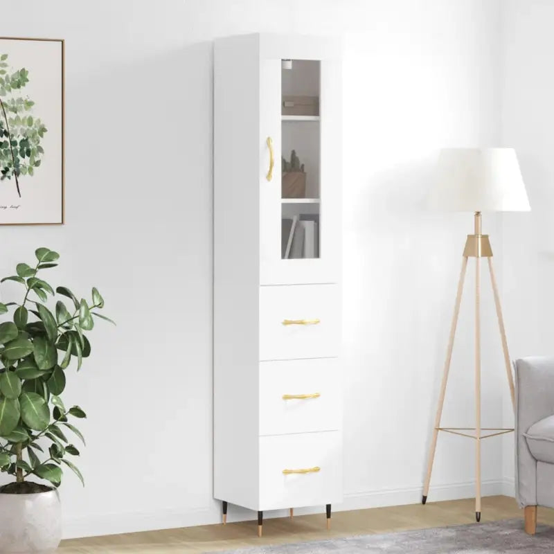 Hoge kast in grijs sonoma met ijzeren poten voor een trendy interieur - Wit / 1 / 3 lades - Dressoirs & buffetkasten
