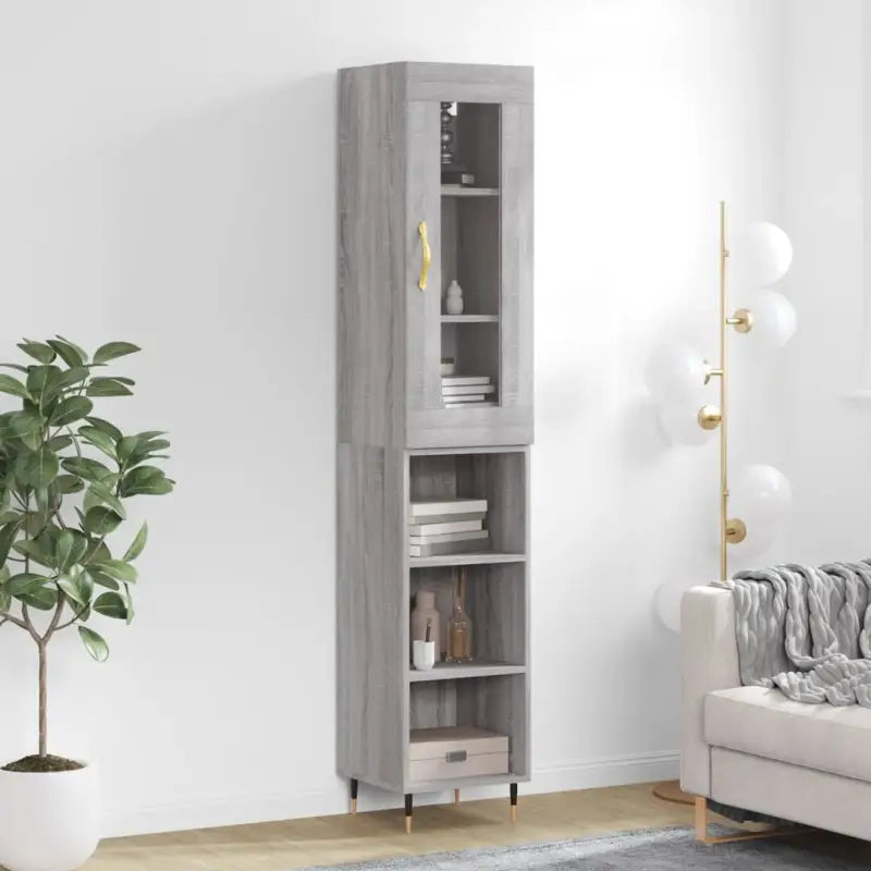 Hoge kast in grijs sonoma met ijzeren poten voor een trendy interieur - Dressoirs & buffetkasten