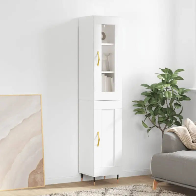 Hoge kast in grijs sonoma met ijzeren poten voor een trendy interieur - Wit / 1 / 1 houten deur - Dressoirs &