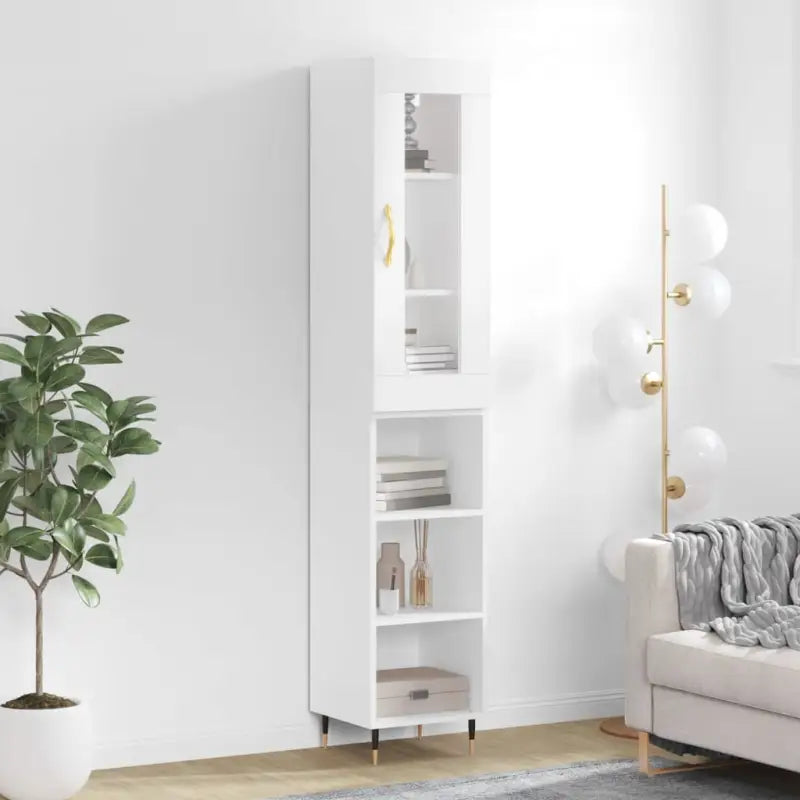 Hoge kast in grijs sonoma met ijzeren poten voor een trendy interieur - Wit / 1 / 3 schappen - Dressoirs & buffetkasten
