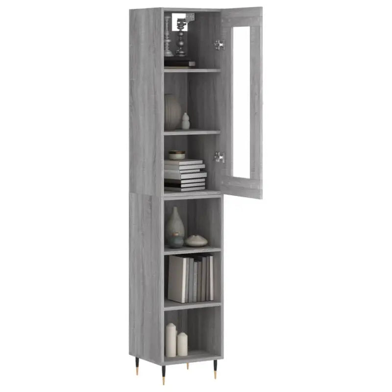 Hoge kast in grijs sonoma met ijzeren poten voor een trendy interieur - Dressoirs & buffetkasten