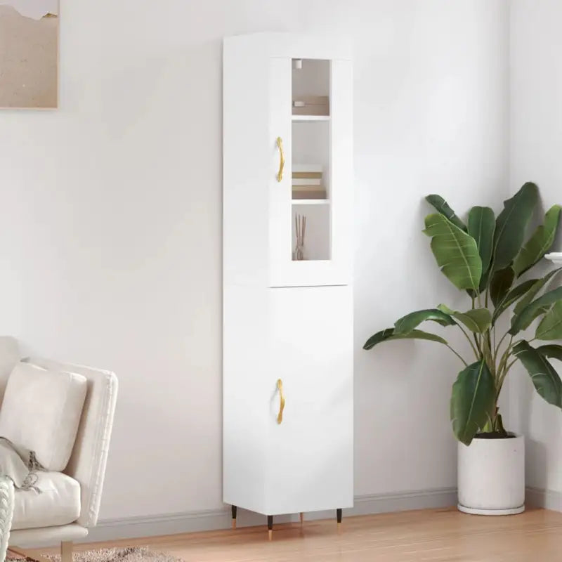 Hoge kast in grijs sonoma met ijzeren poten voor een trendy interieur - Wit / 1 / 1 deur - Dressoirs & buffetkasten