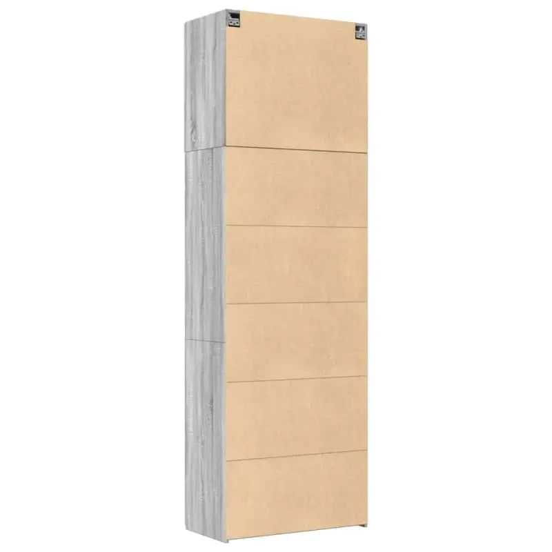 Hoge kast in grijs sonoma van bewerkt hout met elegante uitstraling - Dressoirs & buffetkasten