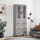 Hoge kast in grijs sonoma van bewerkt hout met unieke charme - Grijs sonoma / 1 / 3 lades - Dressoirs & buffetkasten
