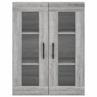 Hoge kast in grijs sonoma van bewerkt hout met unieke charme - Dressoirs & buffetkasten