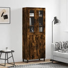 Hoge kast in grijs sonoma van bewerkt hout met unieke charme - Gerookt eiken / 1 / 2 deuren - Dressoirs & buffetkasten