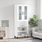 Hoge kast in grijs sonoma van bewerkt hout met unieke charme - Wit / 1 / 3 schappen - Dressoirs & buffetkasten