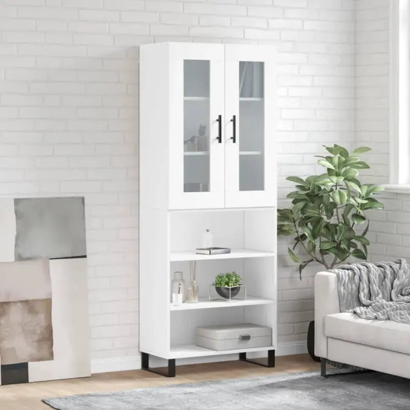 Hoge kast in grijs sonoma van bewerkt hout met unieke charme - Wit / 1 / 3 schappen - Dressoirs & buffetkasten