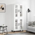Hoge kast in grijs sonoma van bewerkt hout met unieke charme - Wit / 1 / 2 glazen deuren - Dressoirs & buffetkasten