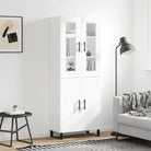 Hoge kast in grijs sonoma van bewerkt hout met unieke charme - Wit / 1 / 2 deuren - Dressoirs & buffetkasten