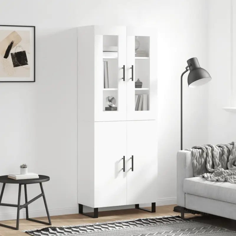 Hoge kast in grijs sonoma van bewerkt hout met unieke charme - Wit / 1 / 2 deuren - Dressoirs & buffetkasten