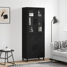 Hoge kast in grijs sonoma van bewerkt hout met unieke charme - Zwart / 1 / 2 deuren - Dressoirs & buffetkasten