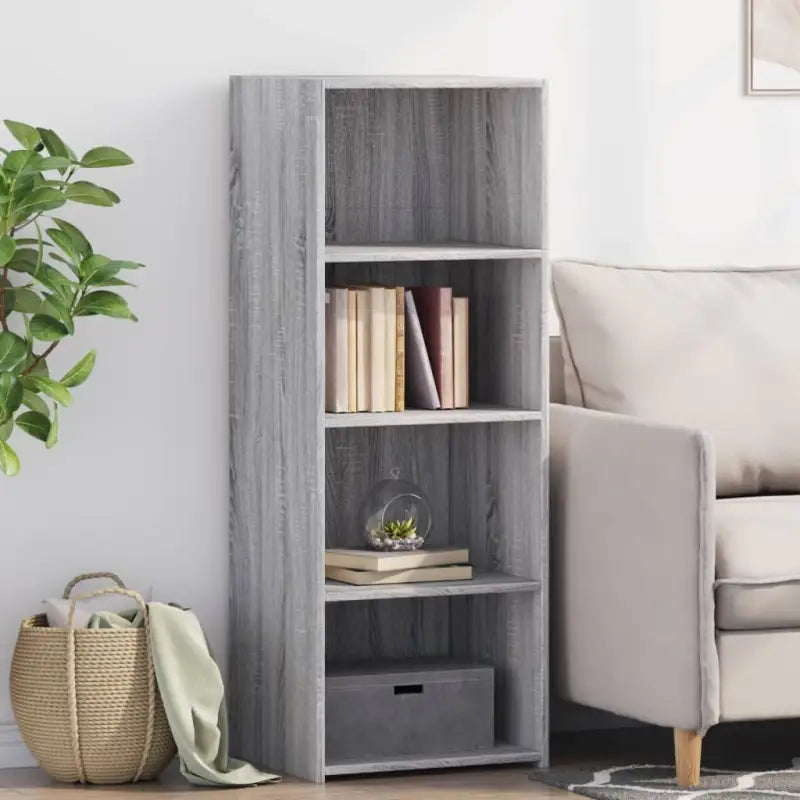 Hoge kast in grijs Sonoma van bewerkt hout voor een klassieke uitstraling - Dressoirs & buffetkasten