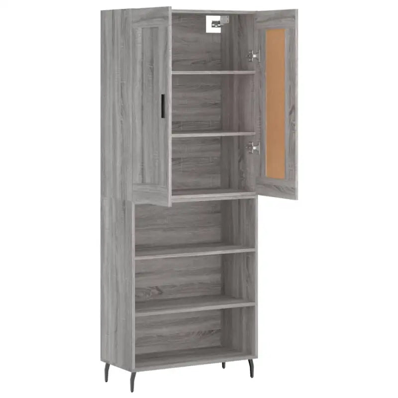 Hoge kast in grijs sonoma van bewerkt hout voor een stijlvolle uitstraling - Dressoirs & buffetkasten