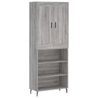 Hoge kast in grijs sonoma van bewerkt hout voor een stijlvolle uitstraling - Dressoirs & buffetkasten